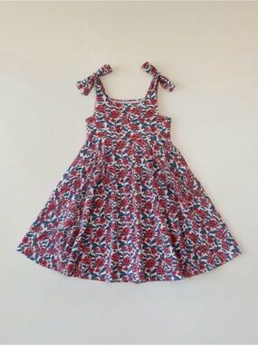Remie Girl Sunnie Liberty Floral Twirl Dress Red White Blue Cotton Girls Size 7